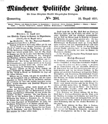 Münchener politische Zeitung (Süddeutsche Presse) Donnerstag 24. August 1837