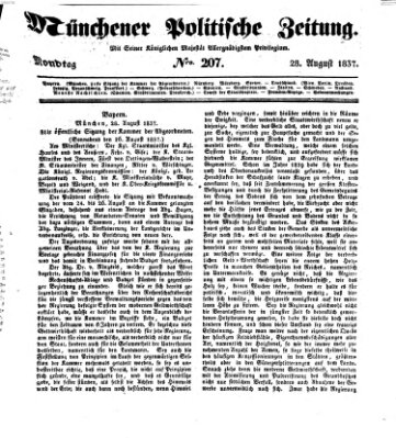 Münchener politische Zeitung (Süddeutsche Presse) Montag 28. August 1837