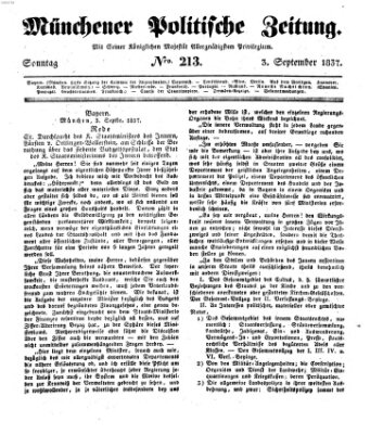 Münchener politische Zeitung (Süddeutsche Presse) Sonntag 3. September 1837