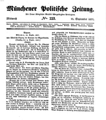 Münchener politische Zeitung (Süddeutsche Presse) Mittwoch 13. September 1837