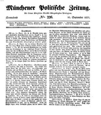 Münchener politische Zeitung (Süddeutsche Presse) Samstag 16. September 1837