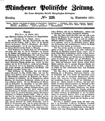 Münchener politische Zeitung (Süddeutsche Presse) Dienstag 19. September 1837