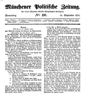 Münchener politische Zeitung (Süddeutsche Presse) Donnerstag 21. September 1837