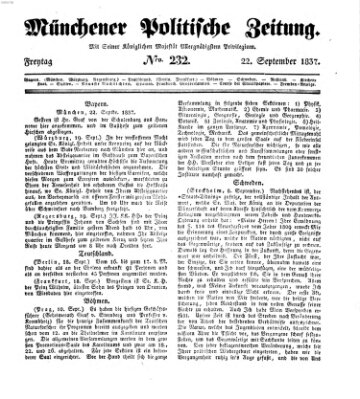 Münchener politische Zeitung (Süddeutsche Presse) Freitag 22. September 1837