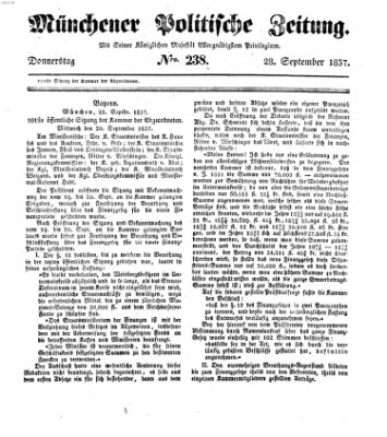 Münchener politische Zeitung (Süddeutsche Presse) Donnerstag 28. September 1837