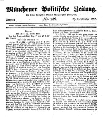 Münchener politische Zeitung (Süddeutsche Presse) Freitag 29. September 1837