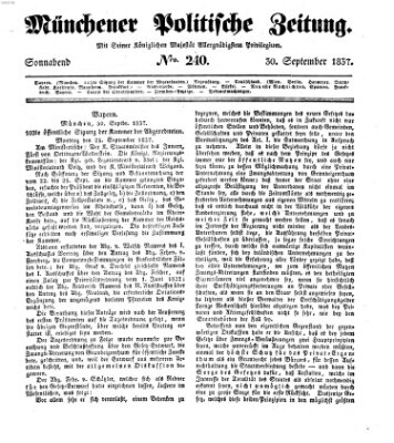 Münchener politische Zeitung (Süddeutsche Presse) Samstag 30. September 1837