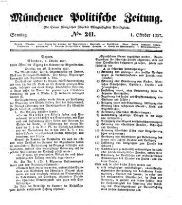 Münchener politische Zeitung (Süddeutsche Presse) Sonntag 1. Oktober 1837