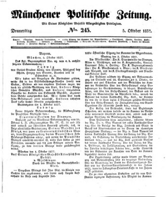 Münchener politische Zeitung (Süddeutsche Presse) Donnerstag 5. Oktober 1837