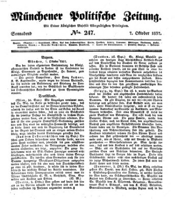 Münchener politische Zeitung (Süddeutsche Presse) Samstag 7. Oktober 1837