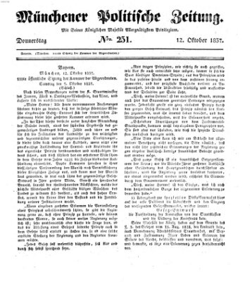 Münchener politische Zeitung (Süddeutsche Presse) Donnerstag 12. Oktober 1837