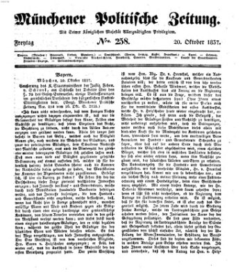 Münchener politische Zeitung (Süddeutsche Presse) Freitag 20. Oktober 1837