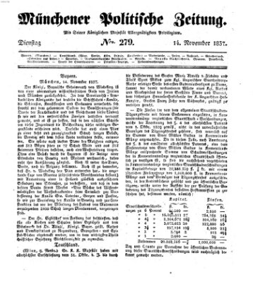 Münchener politische Zeitung (Süddeutsche Presse) Dienstag 14. November 1837