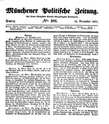 Münchener politische Zeitung (Süddeutsche Presse) Freitag 24. November 1837