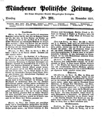 Münchener politische Zeitung (Süddeutsche Presse) Dienstag 28. November 1837