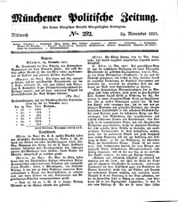 Münchener politische Zeitung (Süddeutsche Presse) Mittwoch 29. November 1837