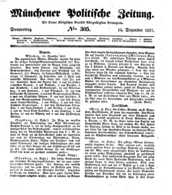 Münchener politische Zeitung (Süddeutsche Presse) Donnerstag 14. Dezember 1837