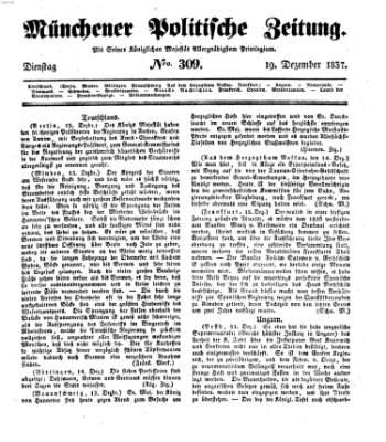 Münchener politische Zeitung (Süddeutsche Presse) Dienstag 19. Dezember 1837