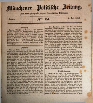 Münchener politische Zeitung (Süddeutsche Presse) Sonntag 1. Juli 1838