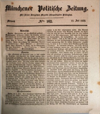 Münchener politische Zeitung (Süddeutsche Presse) Mittwoch 11. Juli 1838