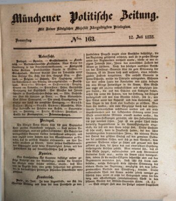 Münchener politische Zeitung (Süddeutsche Presse) Donnerstag 12. Juli 1838