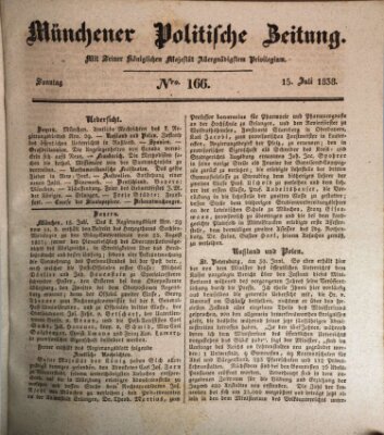 Münchener politische Zeitung (Süddeutsche Presse) Sonntag 15. Juli 1838