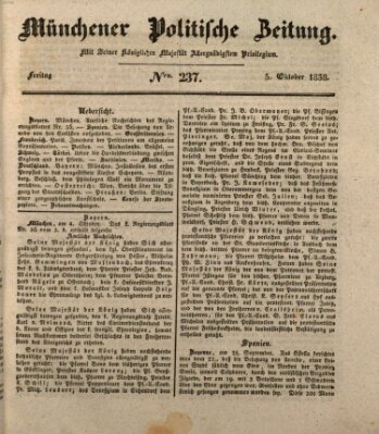 Münchener politische Zeitung (Süddeutsche Presse) Freitag 5. Oktober 1838