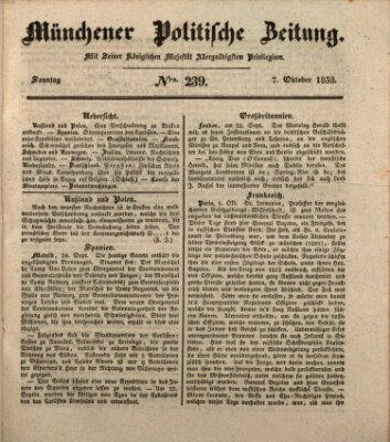 Münchener politische Zeitung (Süddeutsche Presse) Sonntag 7. Oktober 1838