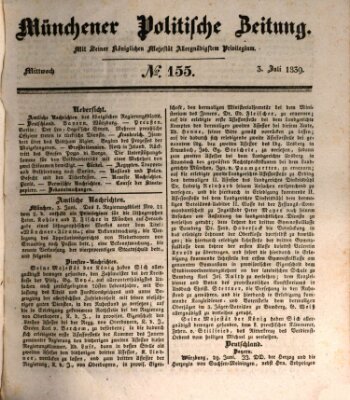 Münchener politische Zeitung (Süddeutsche Presse) Mittwoch 3. Juli 1839