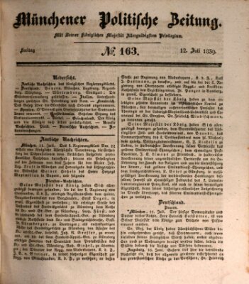 Münchener politische Zeitung (Süddeutsche Presse) Freitag 12. Juli 1839