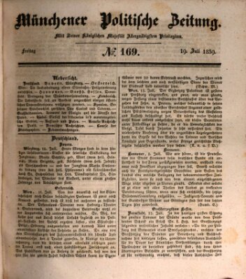 Münchener politische Zeitung (Süddeutsche Presse) Freitag 19. Juli 1839