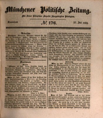 Münchener politische Zeitung (Süddeutsche Presse) Samstag 27. Juli 1839