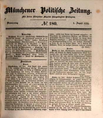 Münchener politische Zeitung (Süddeutsche Presse) Donnerstag 1. August 1839