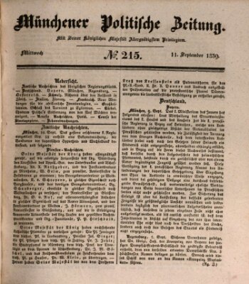 Münchener politische Zeitung (Süddeutsche Presse) Mittwoch 11. September 1839