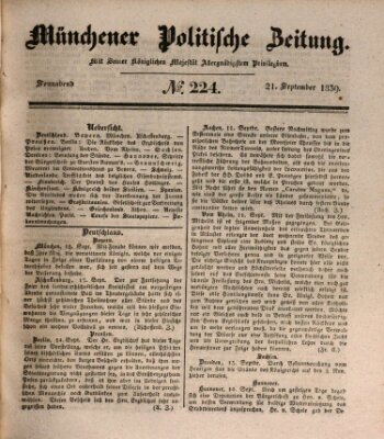 Münchener politische Zeitung (Süddeutsche Presse) Samstag 21. September 1839