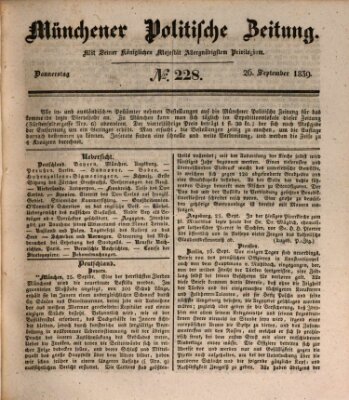 Münchener politische Zeitung (Süddeutsche Presse) Donnerstag 26. September 1839