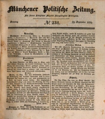 Münchener politische Zeitung (Süddeutsche Presse) Sonntag 29. September 1839