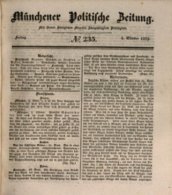 Münchener politische Zeitung (Süddeutsche Presse) Freitag 4. Oktober 1839