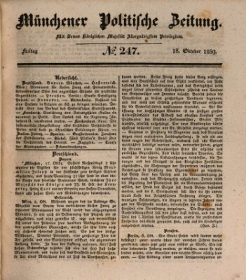 Münchener politische Zeitung (Süddeutsche Presse) Freitag 18. Oktober 1839