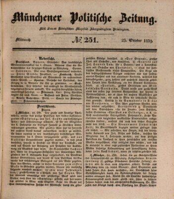 Münchener politische Zeitung (Süddeutsche Presse) Mittwoch 23. Oktober 1839