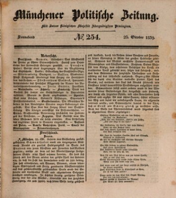 Münchener politische Zeitung (Süddeutsche Presse) Samstag 26. Oktober 1839