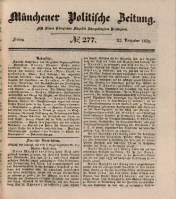 Münchener politische Zeitung (Süddeutsche Presse) Freitag 22. November 1839