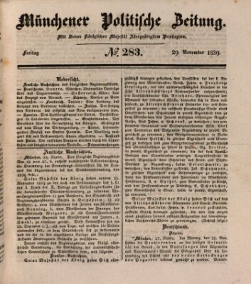 Münchener politische Zeitung (Süddeutsche Presse) Freitag 29. November 1839