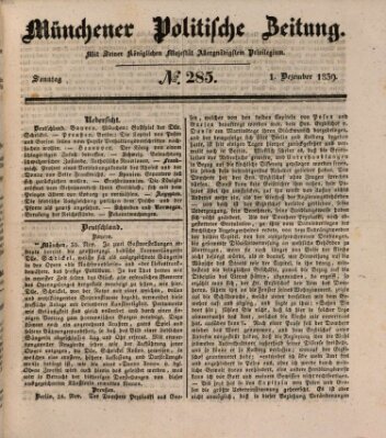 Münchener politische Zeitung (Süddeutsche Presse) Sonntag 1. Dezember 1839