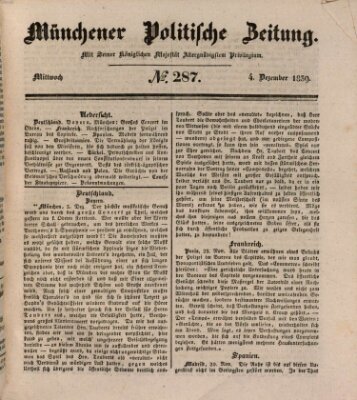 Münchener politische Zeitung (Süddeutsche Presse) Mittwoch 4. Dezember 1839