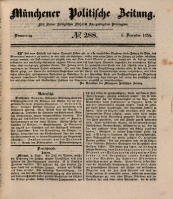 Münchener politische Zeitung (Süddeutsche Presse) Donnerstag 5. Dezember 1839