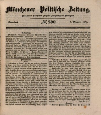 Münchener politische Zeitung (Süddeutsche Presse) Samstag 7. Dezember 1839