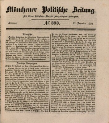 Münchener politische Zeitung (Süddeutsche Presse) Sonntag 22. Dezember 1839