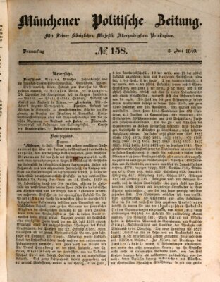 Münchener politische Zeitung (Süddeutsche Presse) Donnerstag 2. Juli 1840