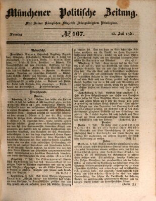 Münchener politische Zeitung (Süddeutsche Presse) Sonntag 12. Juli 1840